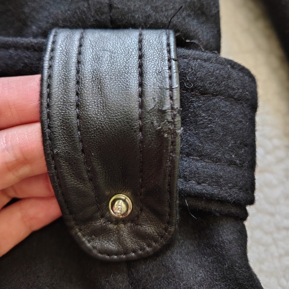 Laundry by Design Women's Medium Belted Wool Blend Coat w/ Faux Fur Hood Trim - Picture 9 of 15